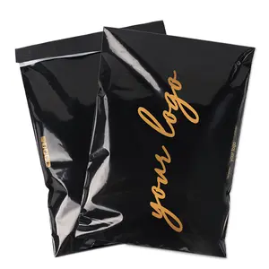 custom printed logo black gold poly mailer clothing packaging shipping envelopes plastic courier delivery webshop mailing bag