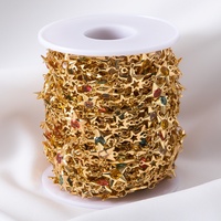 Nouvelle Chaîne Maillons Étoiles Plaqué Or 18K avec Cristaux et Perles Étoiles Creuses pour la Fabrication de Colliers, Bracelets et Bijoux DIY
