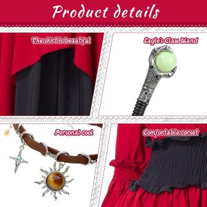 YUIQPKJX Vestido de Hada Renacentista para Mujer, Talla Grande, Disfraz Medieval de Halloween con Orejas de Elfo y Collar - Product Image 6