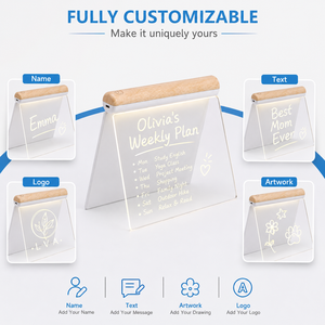 Lavagna Luminosa LED 3D Riutilizzabile con Base in <span class=keywords><strong>Legno</strong></span> e Penne LED per Acrilico e Lavagna Luminosa per Messaggi - Product Image 4