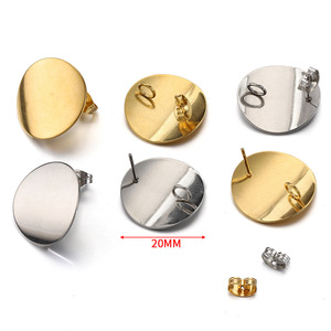 Curved Disc Stud Earrings Ear <strong>Plugs</strong> Gold-colored Stainless Steel Electroplated Long-lasting Large Ear Hooks for DIY Earring - Product Image 2