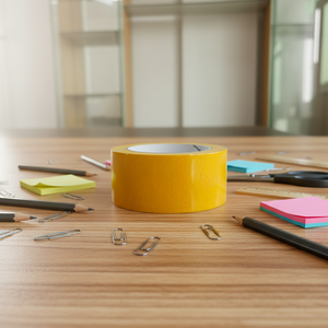 Nastro <span class=keywords><strong>Biadesivo</strong></span> in Acrilico con Supporto in Tessuto; Nastro Adesivo Impermeabile Semi-Trasparente in Fibra a Rete ad Alta Aderenza per Tappeti - Product Image 1