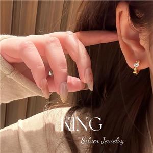 King <b>Silver</b> Jewelry S925 Sterling <b>Silver</b> Gold Plated <b>Stud</b> Earrings Ball Shape Claw Setting Everyday Wear - Product Image 4