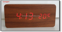 LG3041 Réveil numérique LCD LED en bois double alarme avec mode semaine/week-end Snooze pour enfants chevet ou bureau