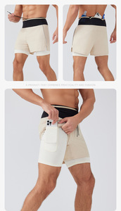 Men Summer Breathable Athletic Shorts Custom Logo Double <b>Layer</b> Fitness Running Shorts With Liner For Sports Training - Product Image 4