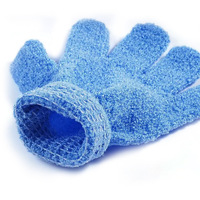 Gants exfoliants pour le corps avec logo personnalisé, gants de massage en nylon à cinq doigts, gants de douche exfoliants avec corde