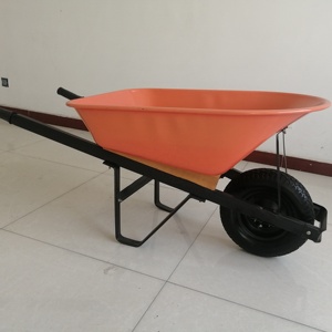 Carretilla de Metal de una sola rueda de 110L con carro de mano de madera Carretilla de tolva de plástico duradero para sitios de construcción Carretilla de jardín - Product Image 6