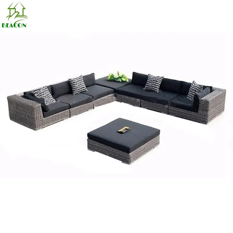 Muebles para el hogar y el jardín silla de mimbre conjunto de sofá de ratán patio al aire libre ocio sofá Seccional de gran tamaño