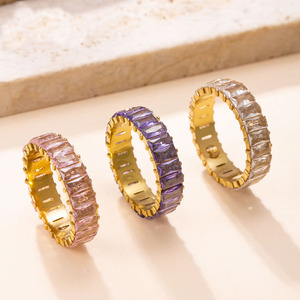 Anel de Aço Inoxidável PVD 18K de Alta Qualidade à Prova d'Água com Pedra de Zircônia para Homens e Mulheres - Product Image 6
