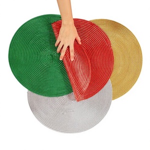 Tovaglietta <span class=keywords><strong>Americana</strong></span> Antiscottatura in PP con Texture Metallica Lucida Effetto Seta, Colori Natalizi, Stile Americano, Vendita Calda Transfrontaliera - Product Image 1