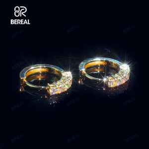 Vente chaude Plaqué Or Vvs Moissanite Hoop Boucle D'oreille Pass Diamant Testeur Diamant Coupe Ronde 925 Argent Boucles D'oreilles Femmes - Product Image 2