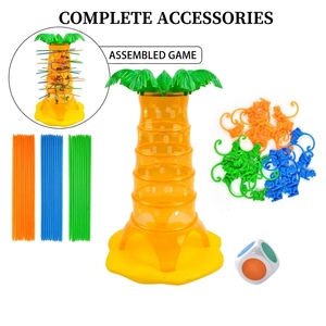 Jeu de société interactif Crazy Monkeys en résine avec tour instable, bâtonnets torsadés et dés pour enfants de 4 à 12 ans - Product Image 4