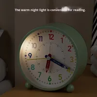 Réveil intelligent de style moderne, puissant, électronique, avec écran LED rond, alimenté par piles, en métal et en plexiglas