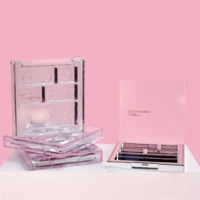 BMEI Design Water Ripple Lidschatten-Palette Leerer Kunststoff 3 4 5 7 9 Farben Welliges Quadrat Rosa Transparente Lidschatten-Verpackung