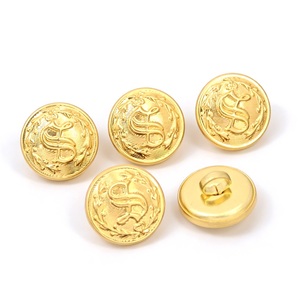 Golden Round Metal Shank <b>Buttons</b> with Embossed Logo Classic Style for Uniforms and Formal Wear - Product Image 6