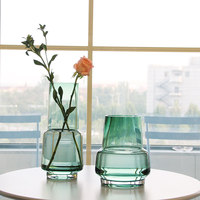 Vase en verre moderne à double bordure, transparent et gris fumé, pour fleurs fraîches et branches, décoration nordique pour la maison