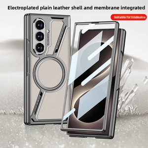 Étui de téléphone pliable à chargement sans fil magnétique en cuir électroplaqué, compatible avec le téléphone Samsung ZFold8 Ultra - Product Image 3