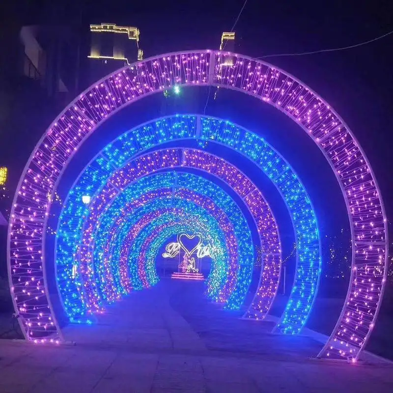 쇼핑몰 광장 파티 및 웨딩 장식을위한 야외 조명 축제 모티프 조명과 맞춤형 LED 크리스마스 아치