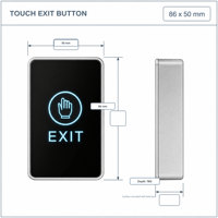 Bouton de sortie tactile en acrylique 86x50mm, interrupteur de déverrouillage de porte à montage en surface, 12-24VDC NO NC COM, double LED, logo OEM, contrôle d'accès