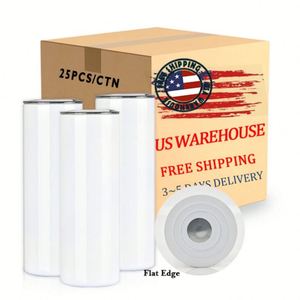 Gobelets isothermes droits blancs de 20 oz à double paroi, à bord plat et arqué, pour sublimation, en provenance de notre entrepôt américain - Product Image 1