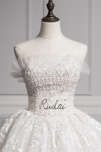 Ruolai ZW05100 magnifique <span class=keywords><strong>robe</strong></span> <span class=keywords><strong>de</strong></span> bal en dentelle sans bretelles appliques <span class=keywords><strong>robe</strong></span> <span class=keywords><strong>de</strong></span> <span class=keywords><strong>mariée</strong></span> à lacets - Product Image 3