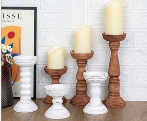 Lot de 3 bougeoirs en bois rustiques, support de bougie décoratif personnalisé pour centre de table, décoration intérieure – Approvisionnement direct usine - Product Image 1