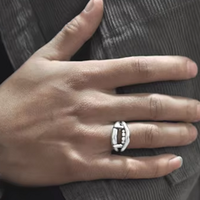 Bague d'index pour homme en argent S925, style rétro, motif dent de vampire, modèle Two Thousand and One, 8,61g