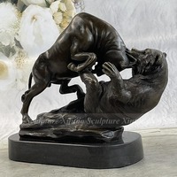 Figurine ours taureau en laiton bronze de style moderne sur mesure Sculpture en métal Statue sculptée plaquée Statuettes sur le thème des animaux moulés