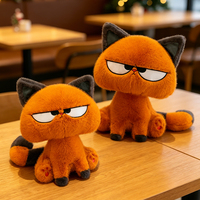 Peluche chat orange mini mignon Kawaii avec visage grinçant, queue rayée et oreilles grises – Cadeau de Noël – Fabrication directe usine