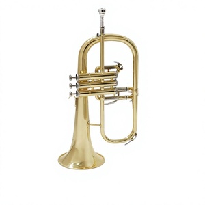 Flugelhorn, Suministro Directo <span class=keywords><strong>de</strong></span> Fábrica, B Fllkrug Cornet, Tres Pistones, Rendimiento Profesional, Cornet Dorado Lacado - Product Image 3