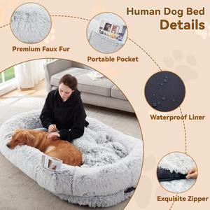Menschliches Hunde bett, 63 ''x 31,4'' x 9,5 ''Größe für Sie und Haustiere, wasch bares Kunstpelz-Hunde bett für Menschen, die einschlafen, ortho pä disch - Product Image 3