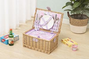 2 인용 피크닉 바구니 쿨러 위커 피크닉 바구니 세트 - Product Image 3