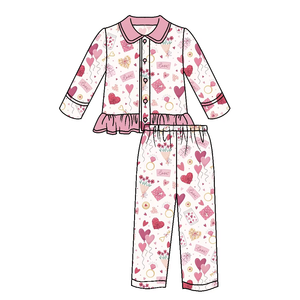 Prix de gros Nouveau style Automne/Hiver Ensembles de pyjamas boutonnés pour garçons et filles Col rond Mignons et confortables Vêtements de nuit - Product Image 5