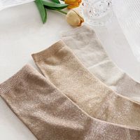 Chaussettes Tube Brillantes Très Élastiques et Tendance pour Femme, en Soie Dorée et Argentée, Pailletées