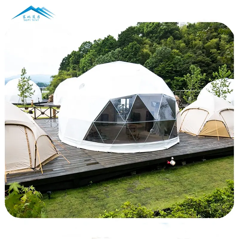 Terbaik Putih Geo Dome 4M Geodesic Dome Tenda Outdoor untuk Dijual