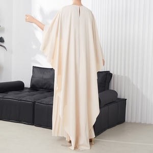 Ventas directas de fábrica 2025 nuevos vestidos casuales sueltos de talla grande para mujer vestidos de noche lisos con vestido plisado de manga de murciélago plisado - Product Image 6