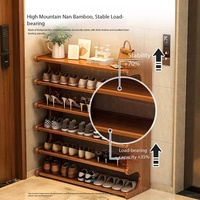 Étagère à chaussures en bambou à 6 niveaux avec étagère supérieure, grande capacité, organisateur de rangement pour chaussures, pour entrée, couloir, étagère à chaussures autoportante