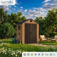 Abri de jardin Kenda APEX 6x4 marron pour rangement extérieur avec porte verrouillable robuste, idéal pour outils et équipements de patio