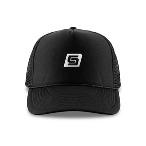 Casquette Trucker Noire à 4 Panneaux Effet Usé avec Logo Personnalisé, Dos en Maille, Unisexe, Style Hip-Hop, Respirante, Imperméable et Réglable pour l'Extérieur - Product Image 2