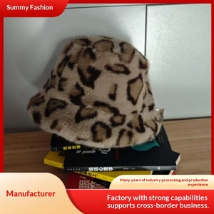 <span class=keywords><strong>Cappello</strong></span> a Secchiello Invernale da Donna in Finta Pelliccia Leopardata con Bottone, Stile Giapponese e Coreano - Product Image 3