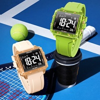 Montre numérique sportive carrée SMAEL 8128 Chrono, lumineuse, résistante à l'eau 5 ATM, mode, colorée, avec alarme et bracelet en silicone