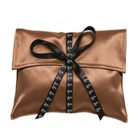 Pochette de rangement pour bijoux en satin de luxe personnalisée avec nœud papillon, sac de voyage pliable portable en soie douce, sac de rangement pour perruques et cheveux