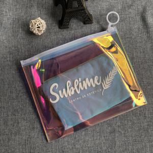 Low MOQ Compostable Holographic Ziplock Bags Custom Logo Waterproof Reusable Stand <strong>Pouch</strong> for Cosmetics Plastic <strong>Zip</strong> Lock Bags - Product Image 2