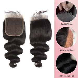 Grande quantità 100% pizzo chiusure vergini <span class=keywords><strong>capelli</strong></span> umani 4x4 13*4 merletto svizzero chiusura <span class=keywords><strong>6</strong></span> <span class=keywords><strong>capelli</strong></span> Texture HD nero naturale con i <span class=keywords><strong>capelli</strong></span> del bambino - Product Image 1