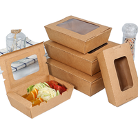 Boîte à déjeuner de salade kraft jetable biodégradable écologique et étanche avec couvercle transparent