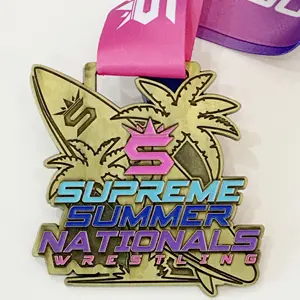 Médaille nationale d'été suprême de lutte en émail, médaille personnalisée, médailles de sport