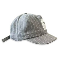 Casquette Snapback Vintage Personnalisée Non Structurée à 5 Panneaux, Visière Courte 5,5 cm, Rayures en Laine, Patch Brodé 3D, Sangle Métallique