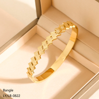 Bracelet jonc géométrique en acier inoxydable 304/316 plaqué or 18 carats PVD, étanche, haut de gamme, vente en gros