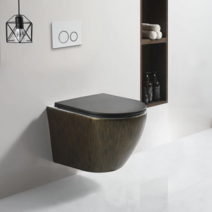 WC suspendu monobloc en céramique, style européen moderne, avec réservoir dissimulé texturé bronze, siphon en P et <span class=keywords><strong>chasse</strong></span> <span class=keywords><strong>d</strong></span>'<span class=keywords><strong>eau</strong></span> par gravité, pour maison et hôtel - Product Image 3