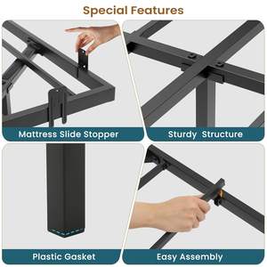 Lit flottant avec éclairage LED <span class=keywords><strong>à</strong></span> cadre <span class=keywords><strong>à</strong></span> <span class=keywords><strong>lattes</strong></span> 140*200cm/160*200cm/180*200cm, construction métallique durable - Product Image 6